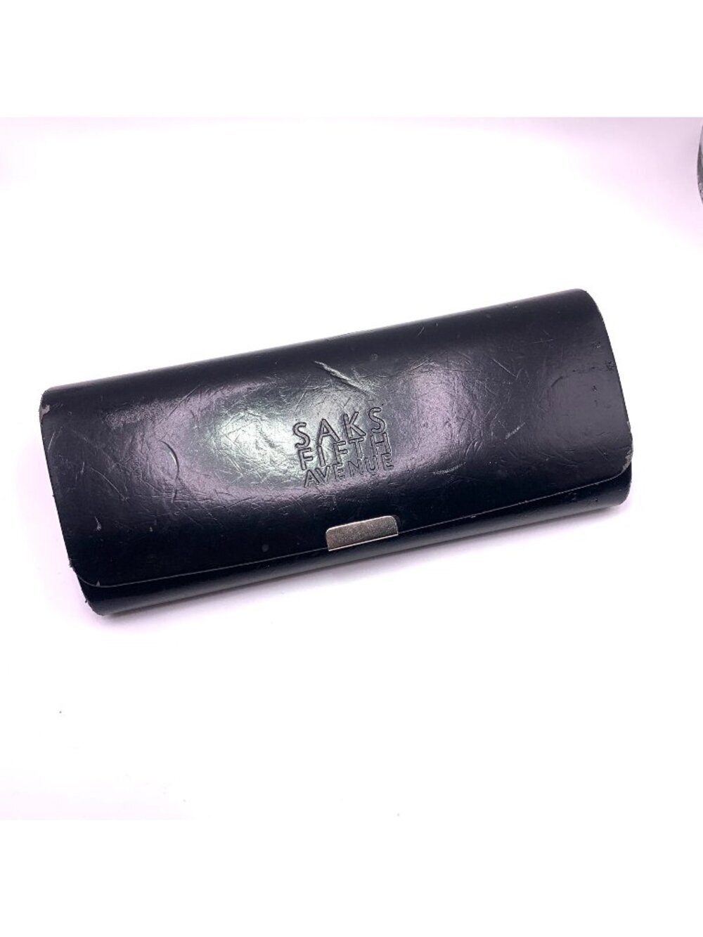 Vintage Saks Fifth Avenue Black Hard Shell Eyeglass / Sunglass Case With Snap Cl